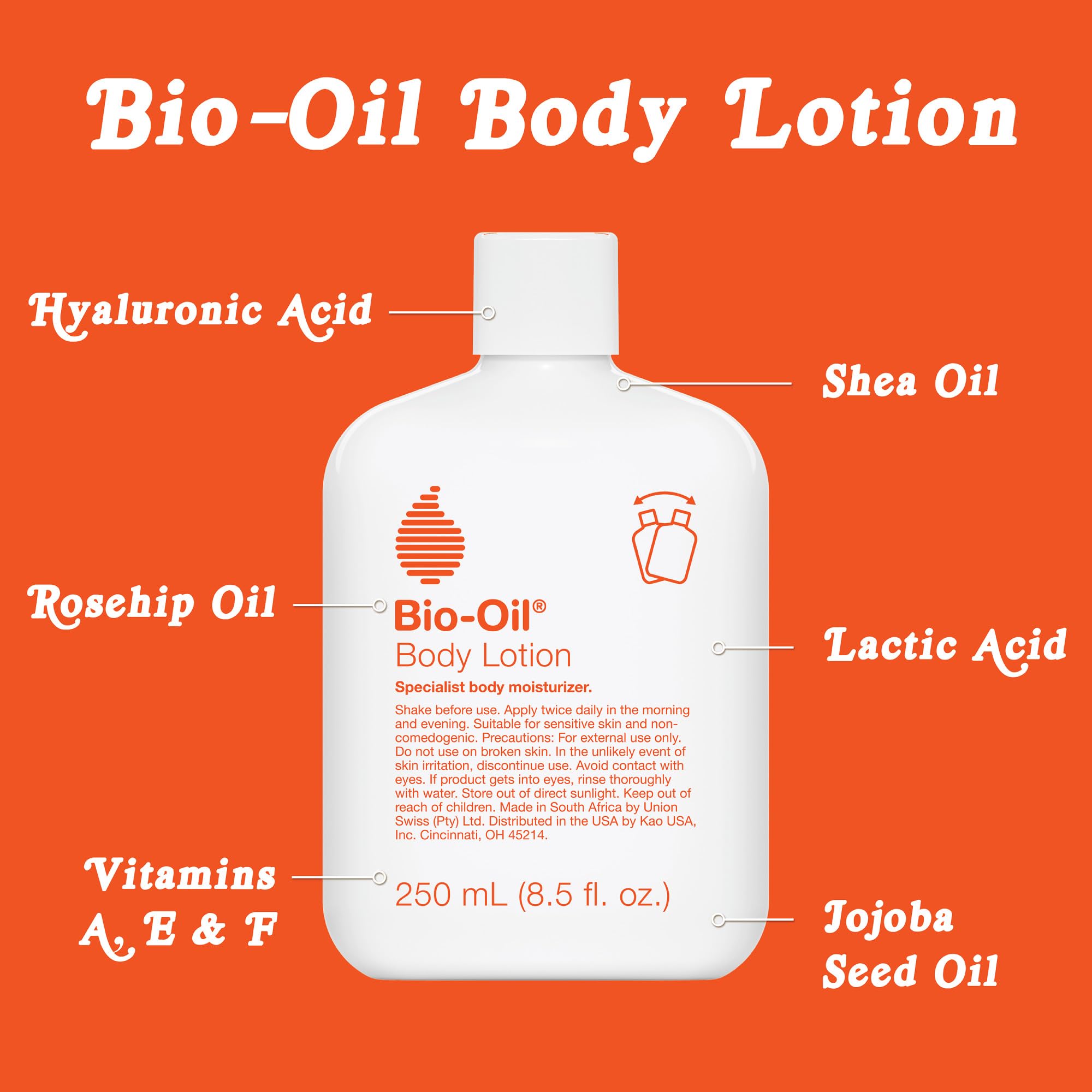 Bio-Oil Moisturizing Body Lotion for Dry Skin, Ultra-Lightweight High-Oil Hydration, with Jojoba Oil, Rosehip Oil, Shea Oil, and Hyaluronic Acid, 8.5 oz
